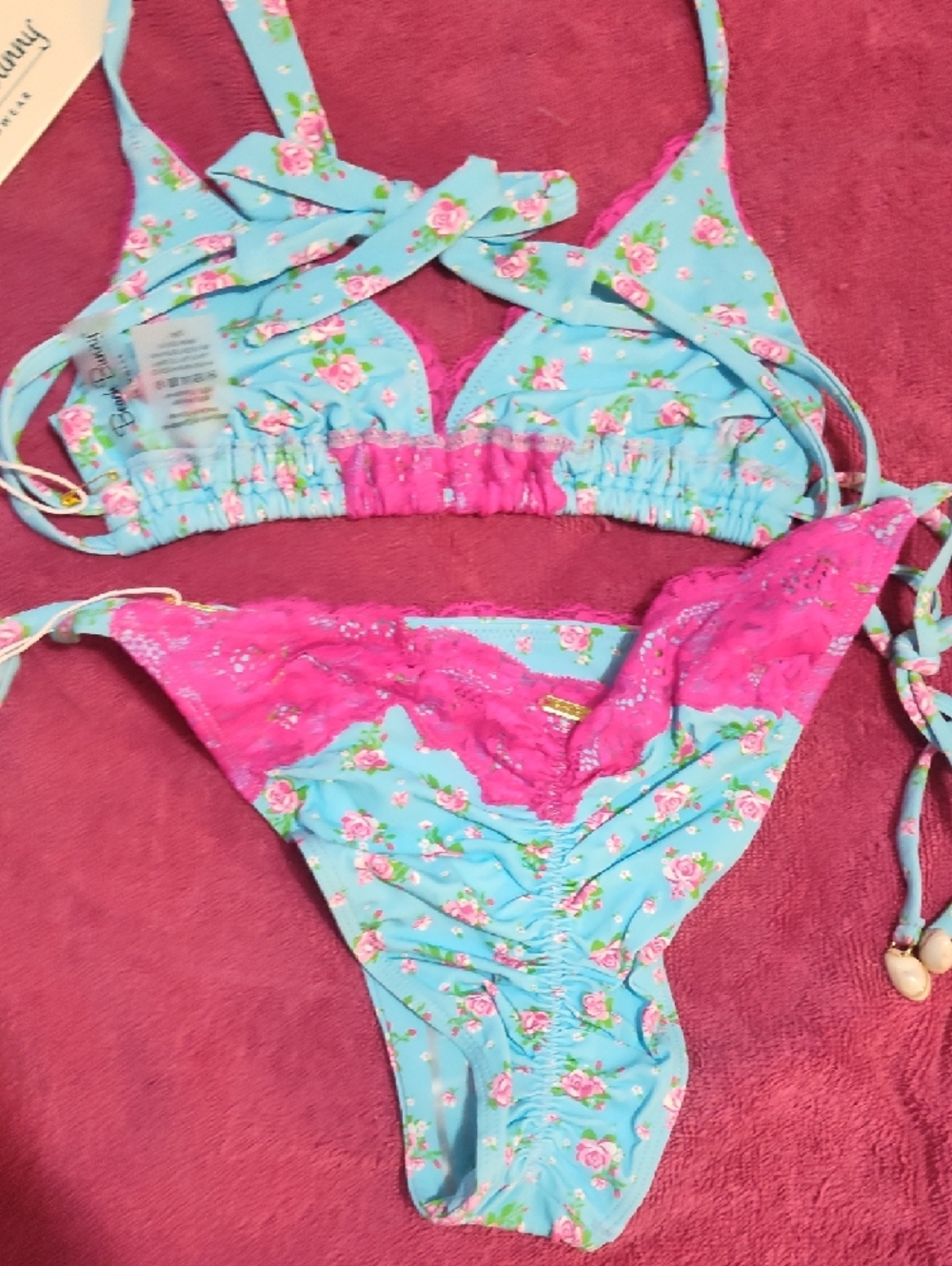 Lady Lace Bikini Set In Sky Blue - Picture 8 of 10